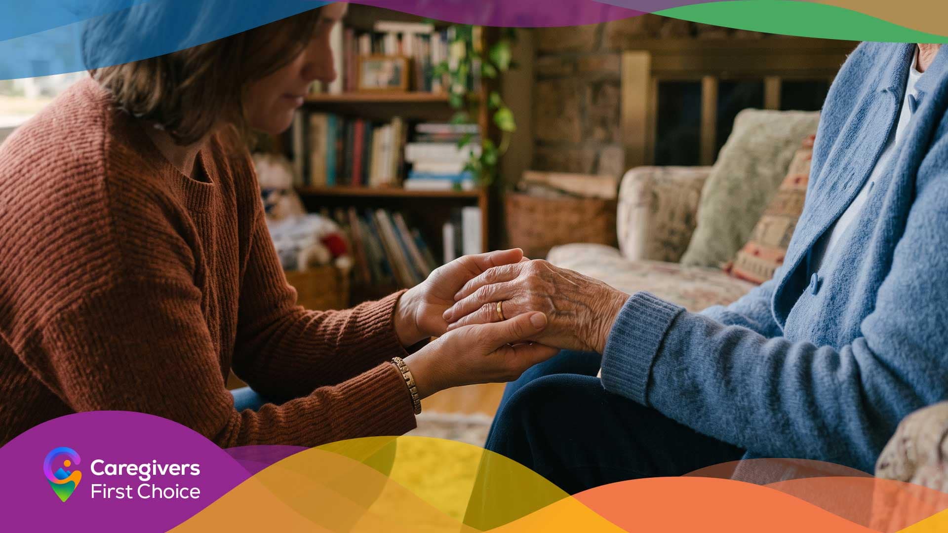 Home 1 Caregiver holding hands of her Mother